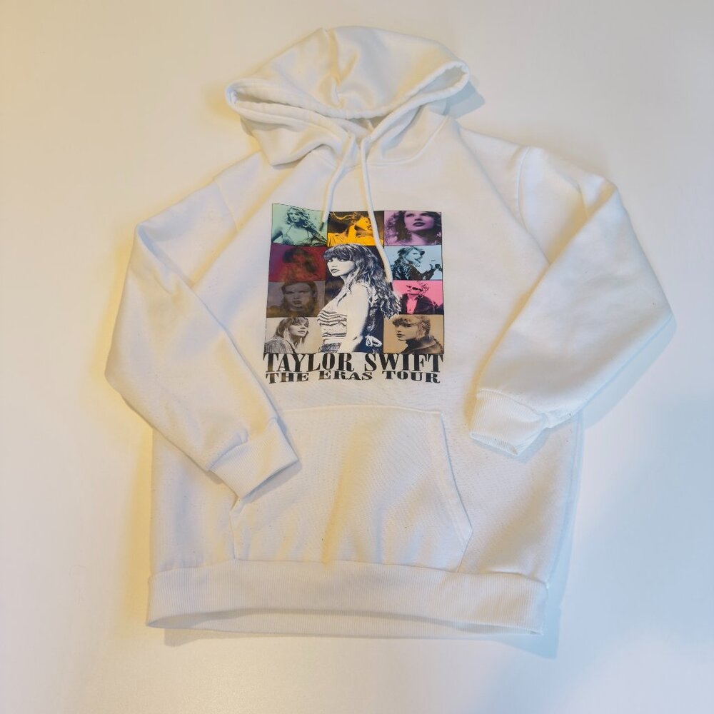 \Taylor Swift Eras Tour Hoodie Women’s S White Concert Tour Merch Pullover Sweat